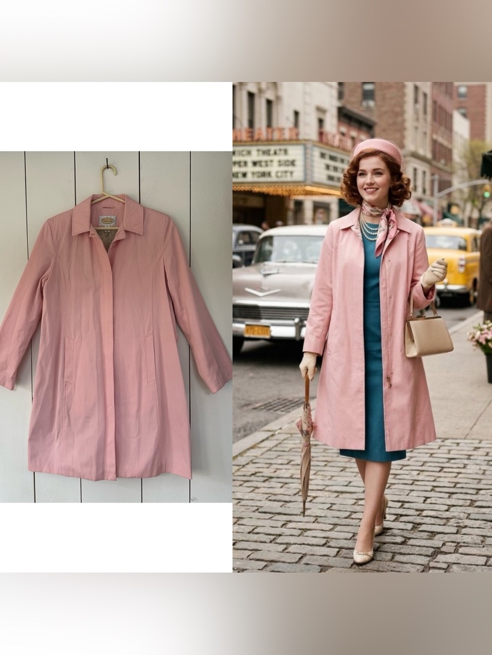 Vintage Talbots Trench Coat Sz M Petal Pink Retro Ladylike